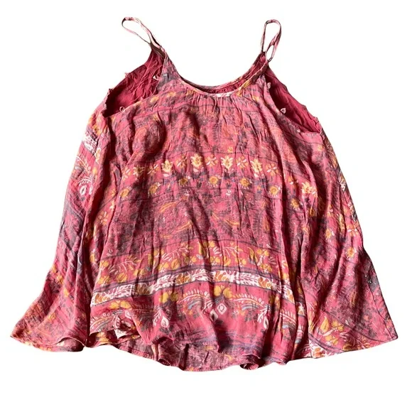 KIMCHI BLUE washed out look red & yellow floral/tribal strappy mini dress - Picture 12 of 15